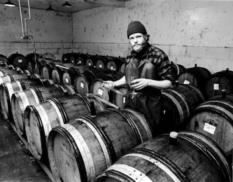 David Lett in his cellar c. 1970s. [Source: Linfield College]